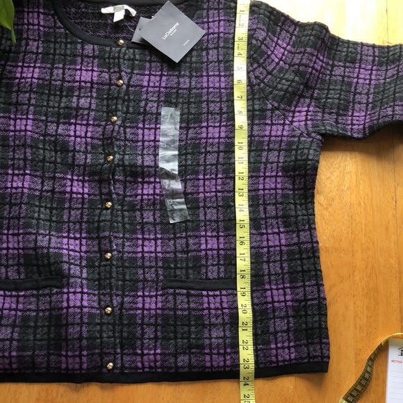 LIZ CLAIRBORNE 1X LADIES CARDIGAN SWEATER 45% COTTON 43% WOOL 12% NYLON - Picture 3 of 10